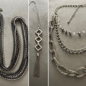THREE Silver-tone Necklaces